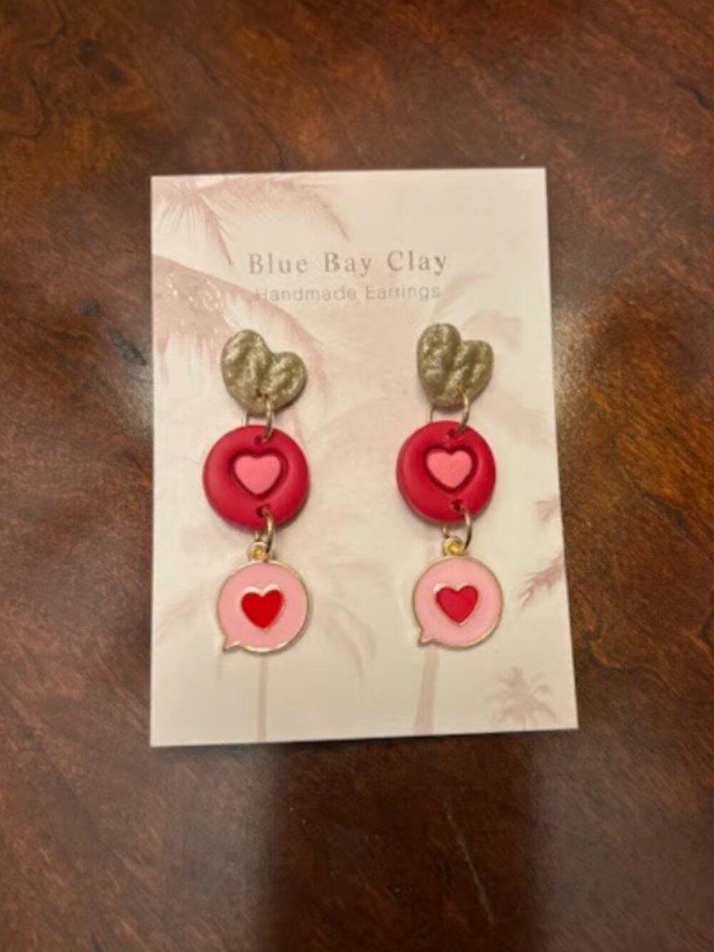 Valentine Polymer Clay Heart Dangle Earrings